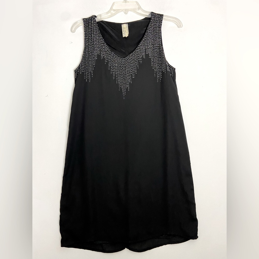 Miami Black Rhinestone T-shirt Dress Sz Small (Sku377)